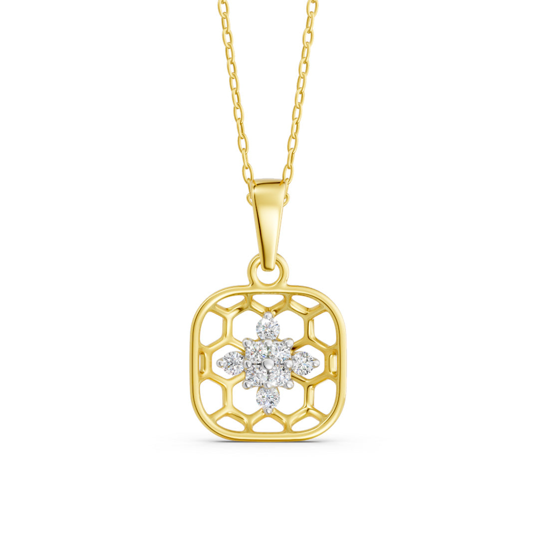 Honeycomb Floral Diamond Pendant