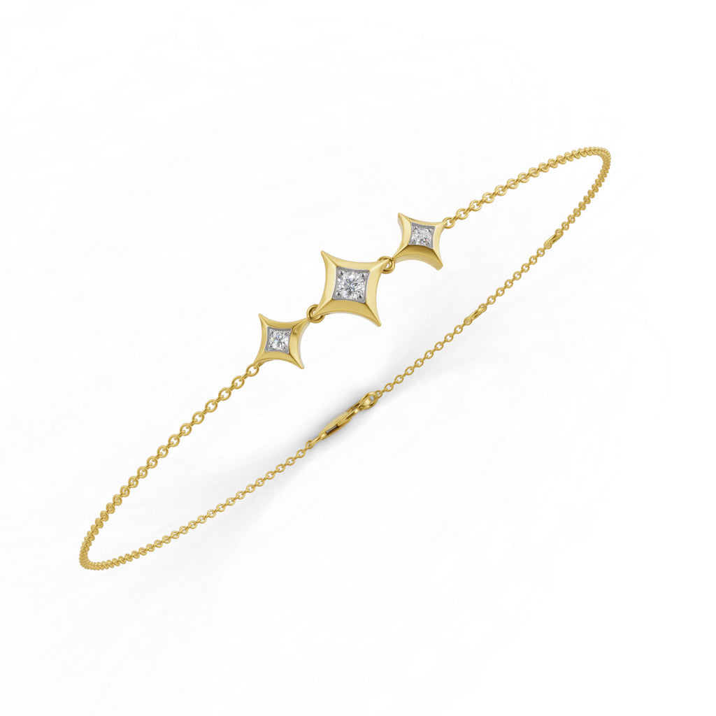 Sparkle Triad Diamond Chain Bracelet