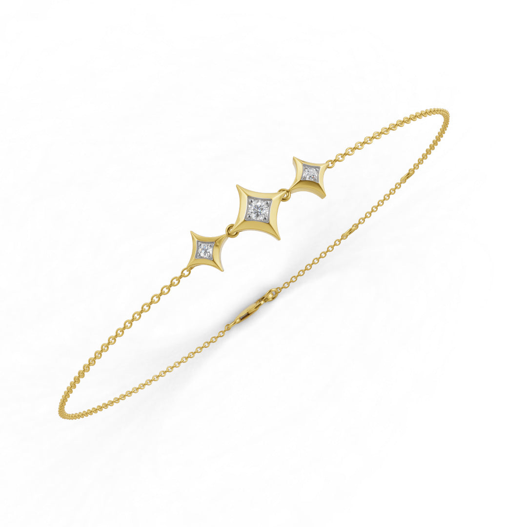 Sparkle Triad Diamond Chain Bracelet
