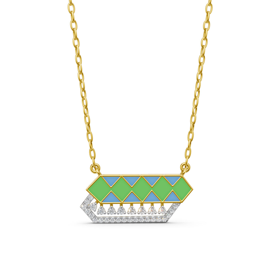 Radiant Prism Enamel And Diamond Necklace