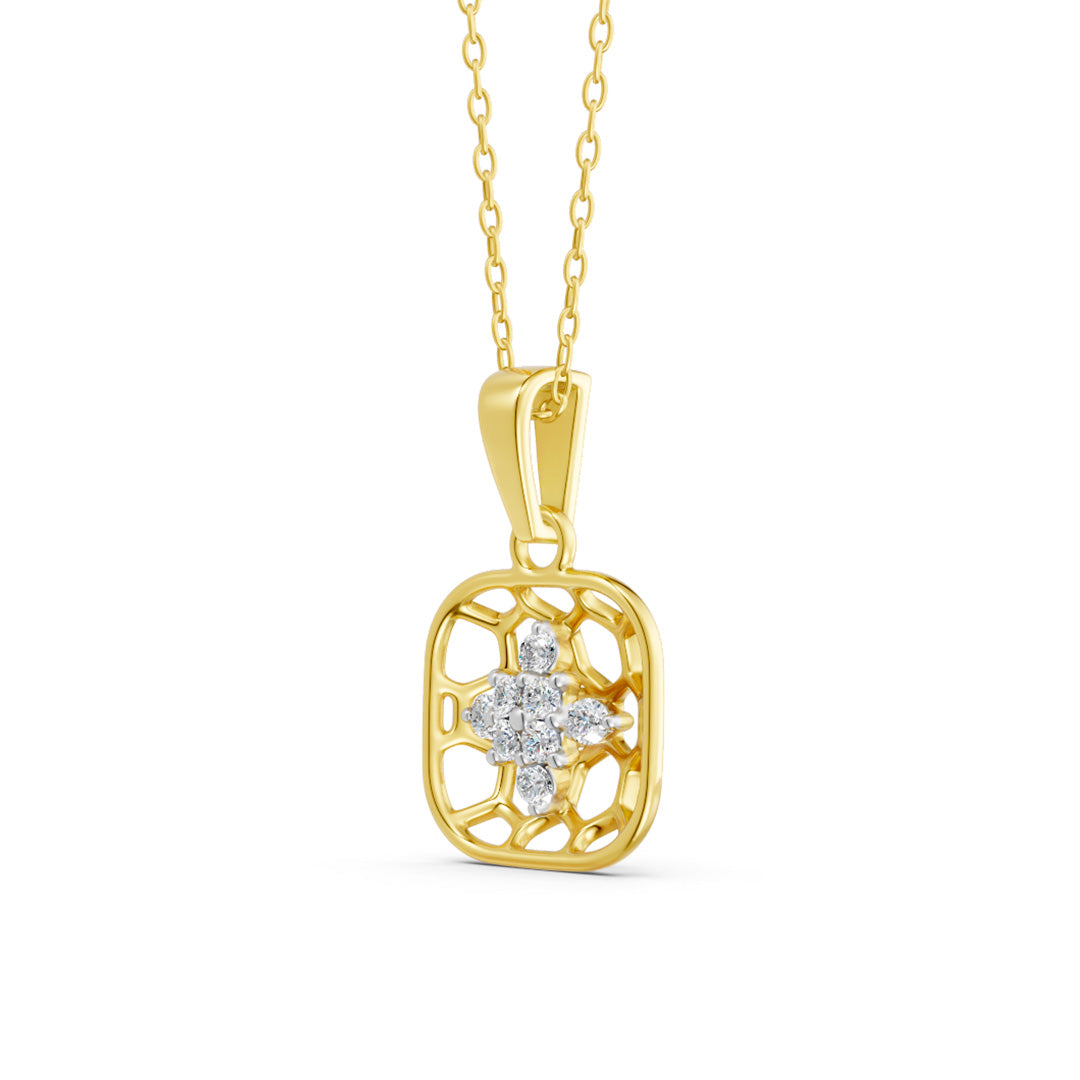 Honeycomb Floral Diamond Pendant