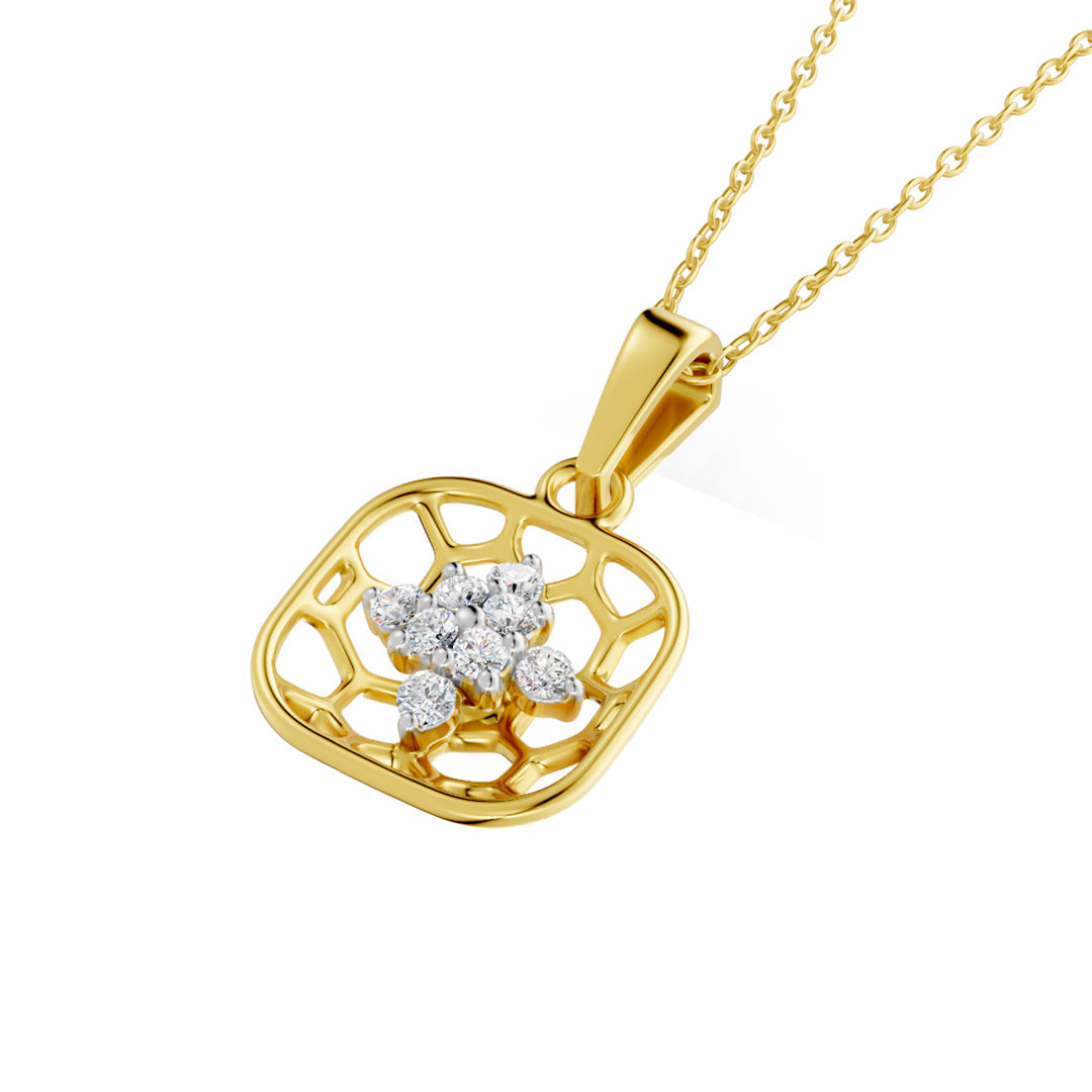 Honeycomb Floral Diamond Pendant