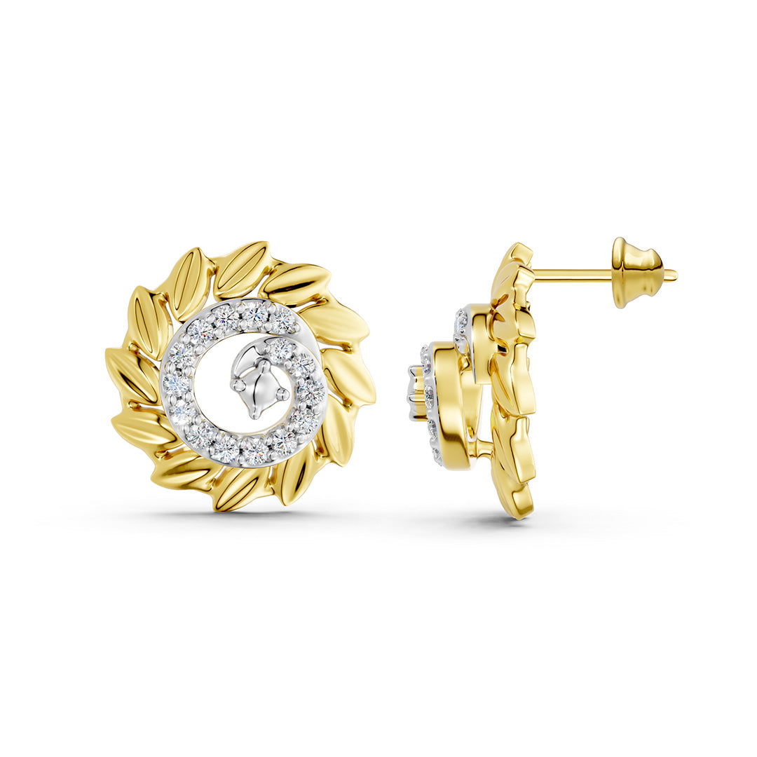 Sunflower Diamond Stud Earrings