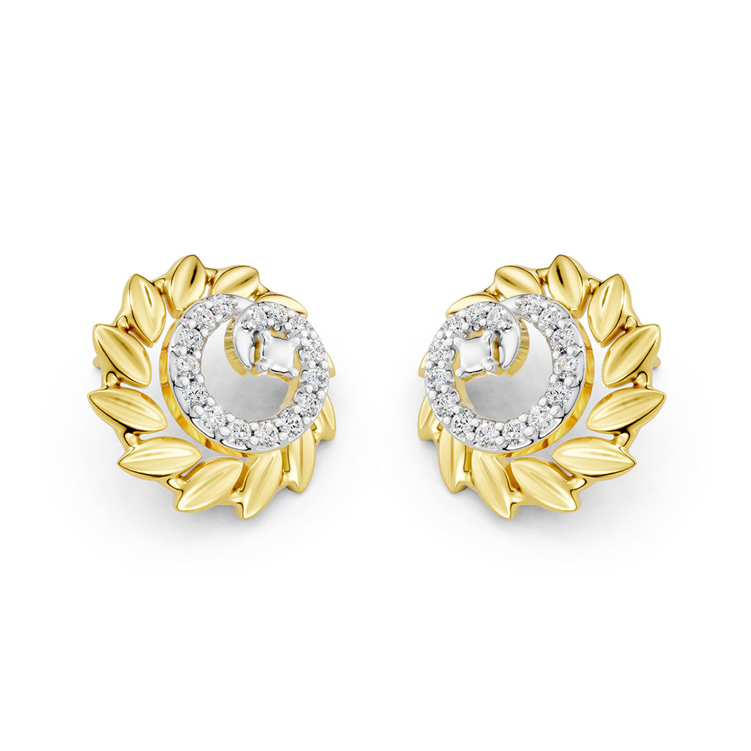 Sunflower Diamond Stud Earrings