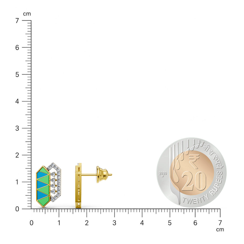 Radiant Prism Enamelled Diamond Earrings
