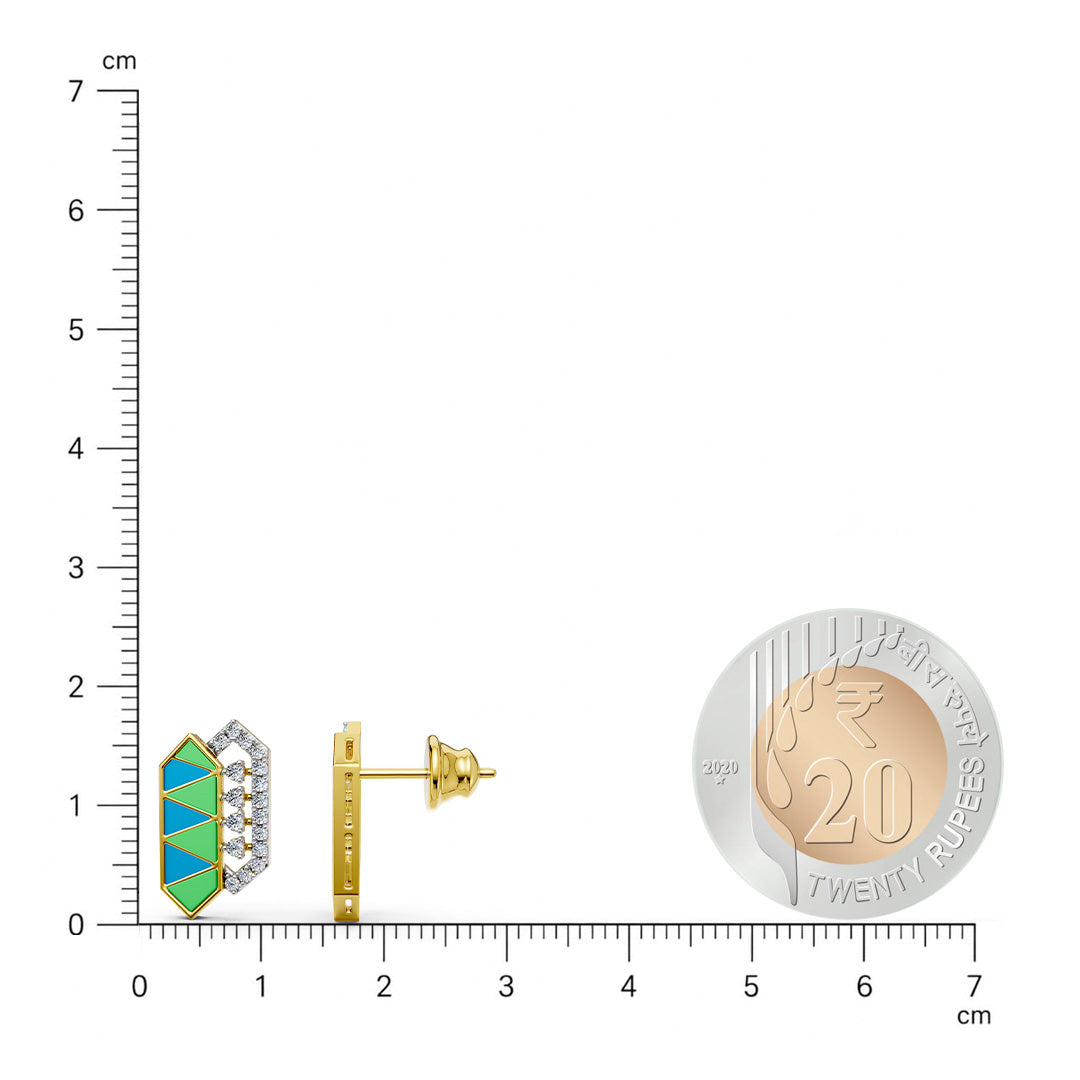 Radiant Prism Enamelled Diamond Earrings
