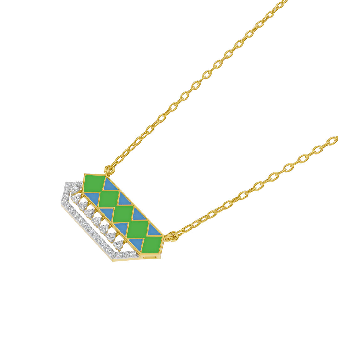 Radiant Prism Enamel And Diamond Necklace