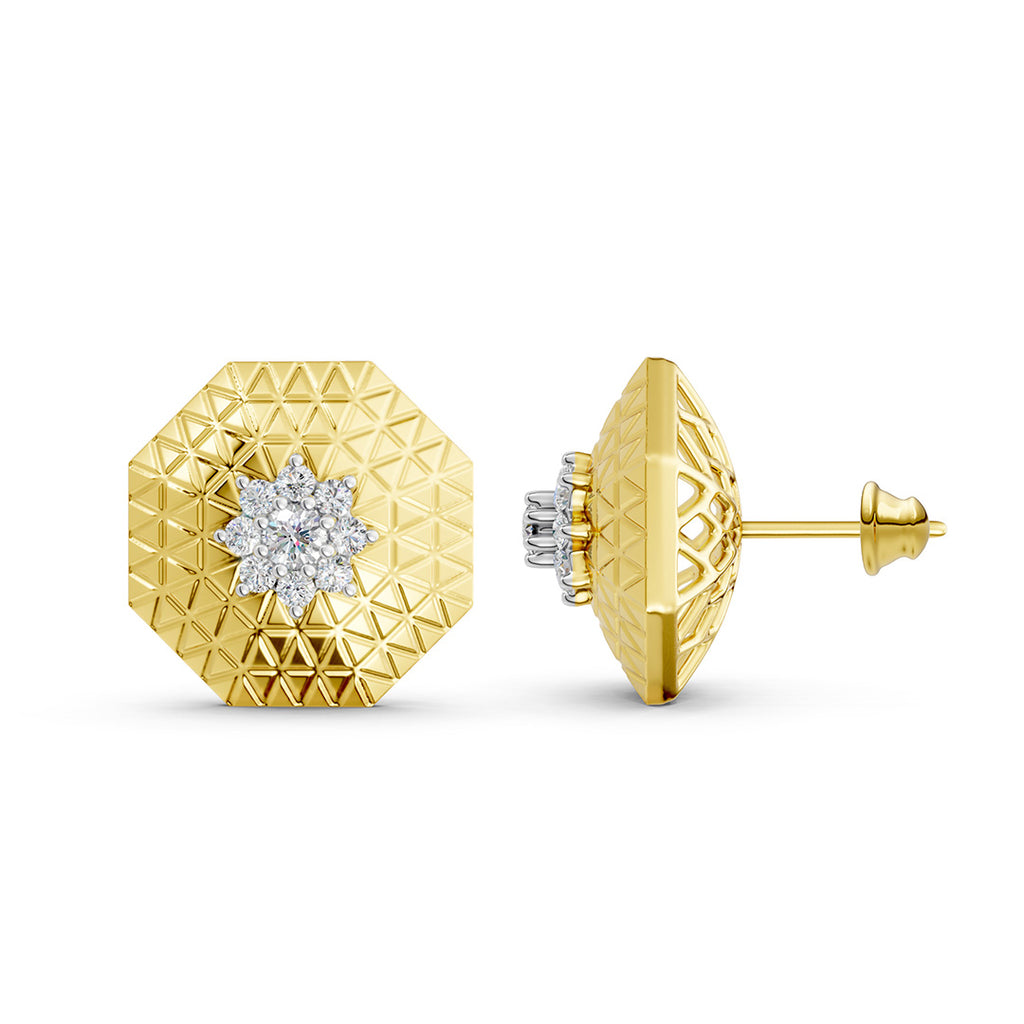 Textured Flower Diamond Studs