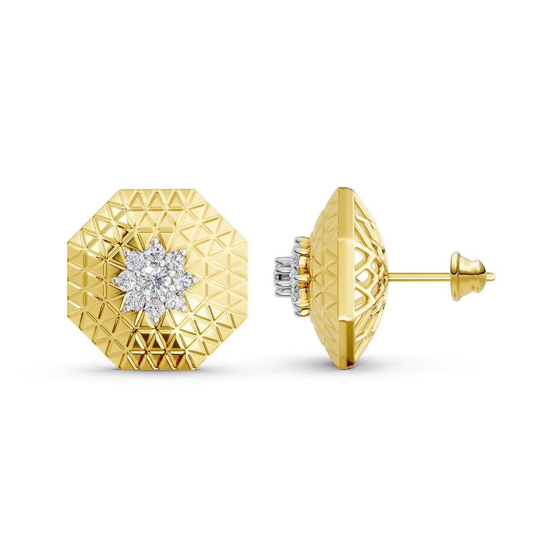 Textured Flower Diamond Studs
