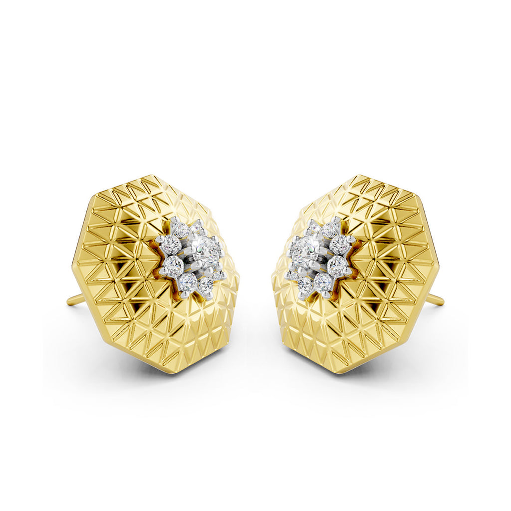 Textured Flower Diamond Studs