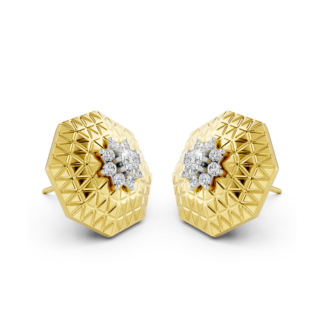 Textured Flower Diamond Studs