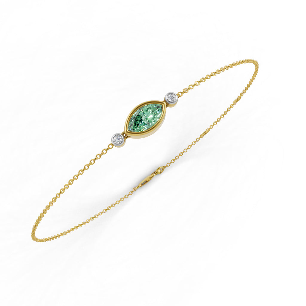 Emerald Gleam Gemstone and Diamond Chain Bracelet