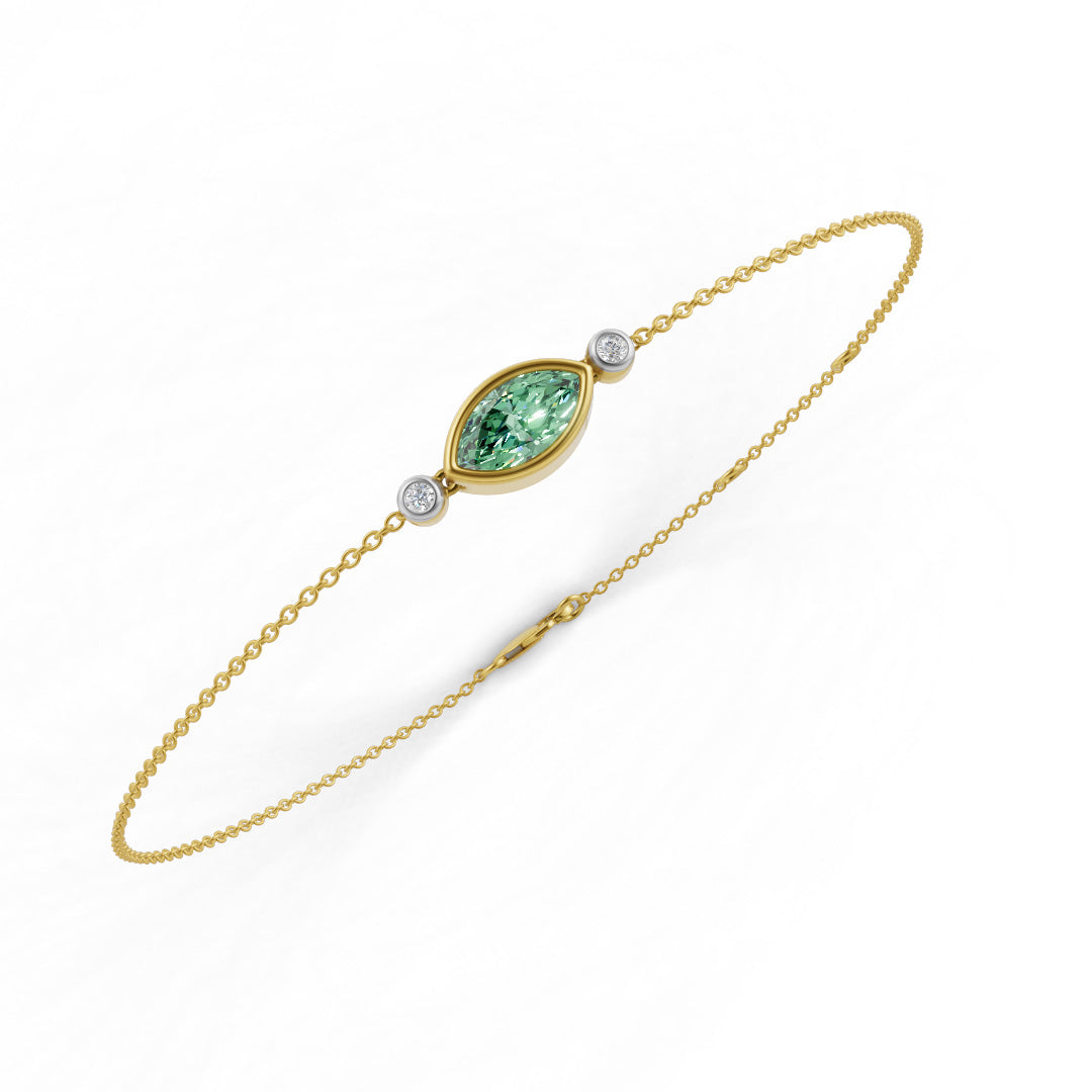Emerald Gleam Gemstone and Diamond Chain Bracelet