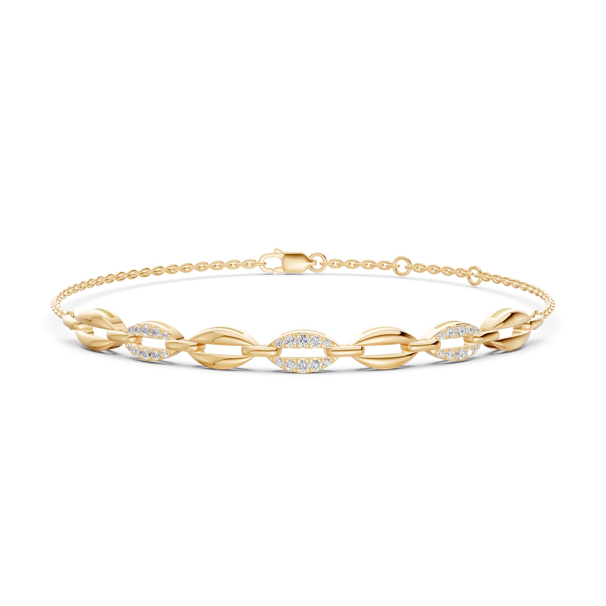 Paperclip Link Diamond Chain Bracelet