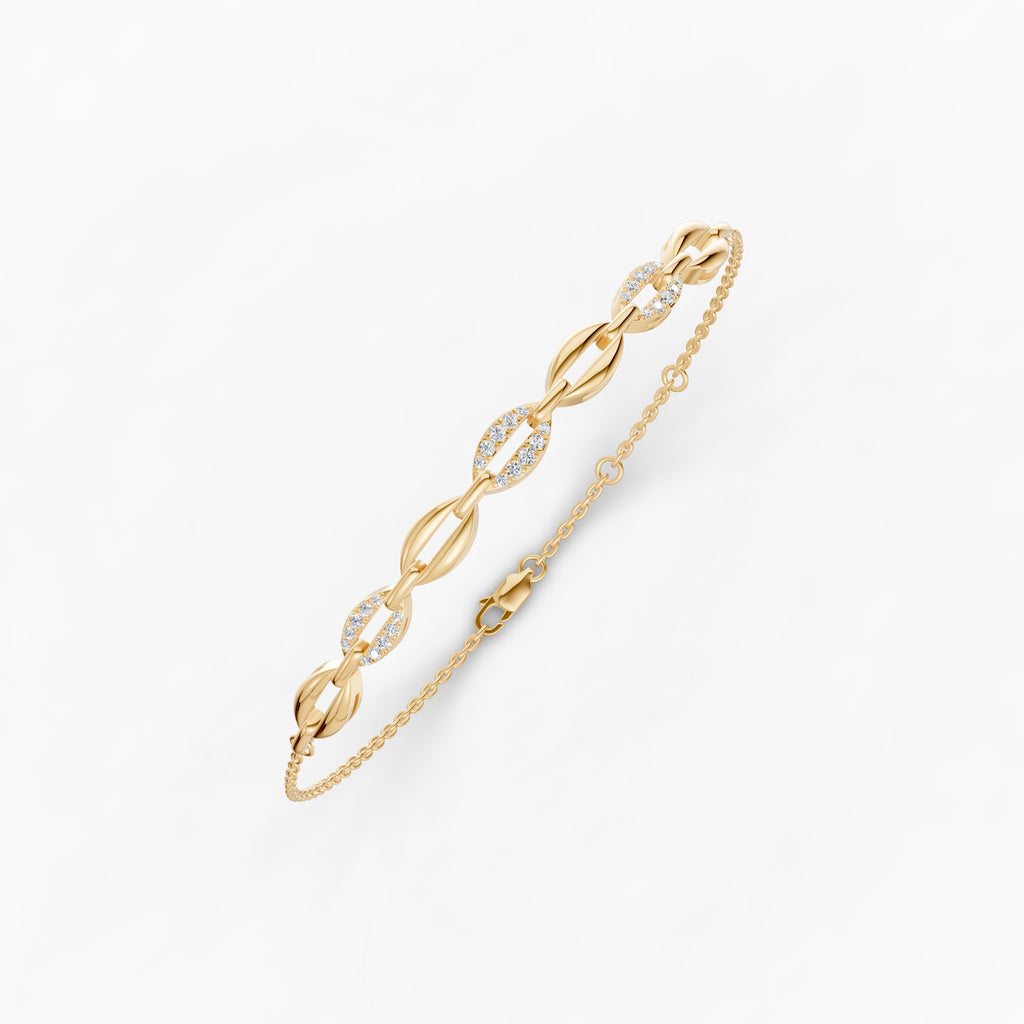 Paperclip Link Diamond Chain Bracelet