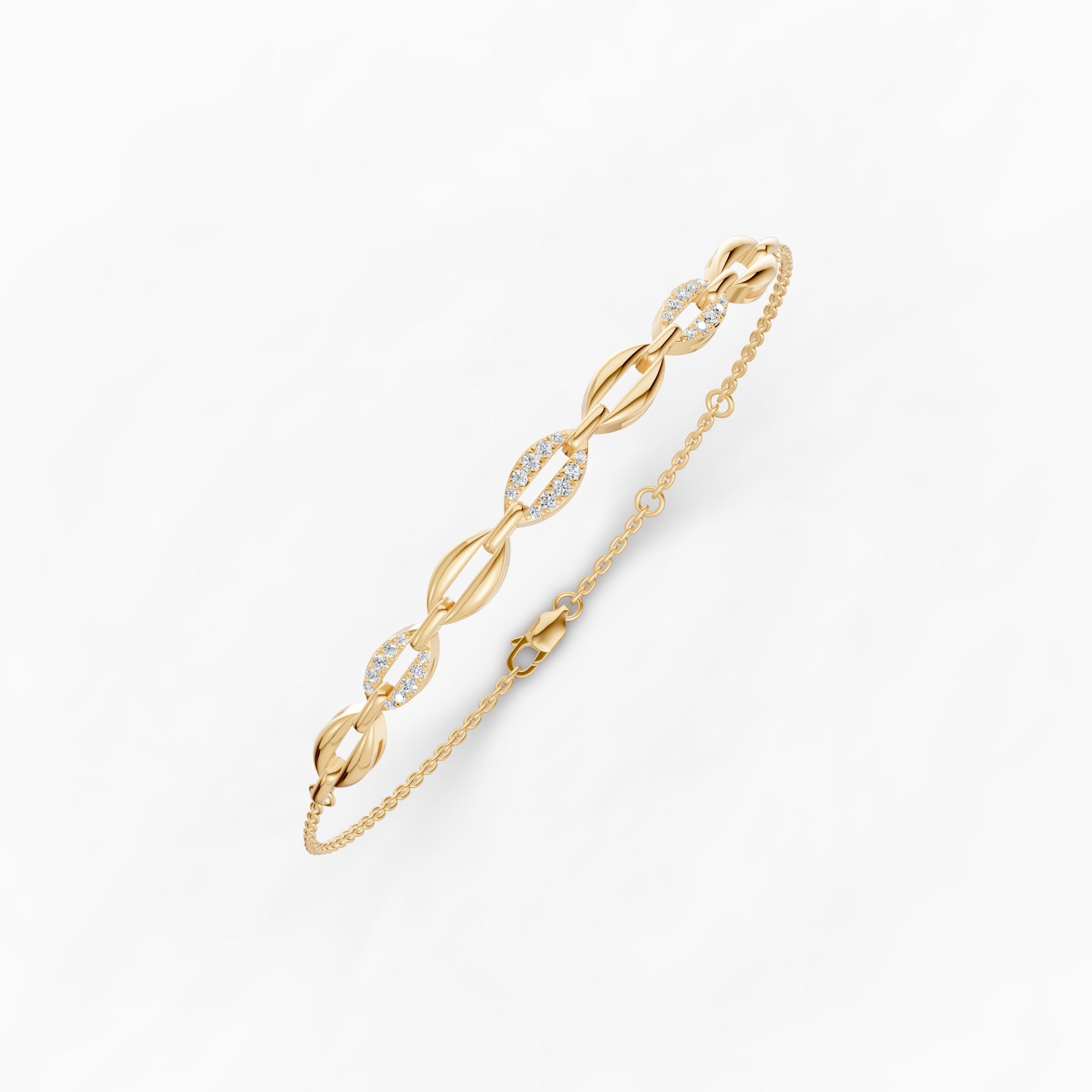 Paperclip Link Diamond Chain Bracelet