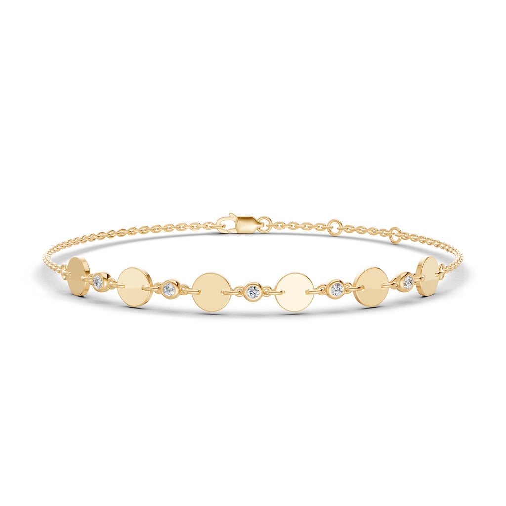 Gold Disc And Diamond Station Bracelet