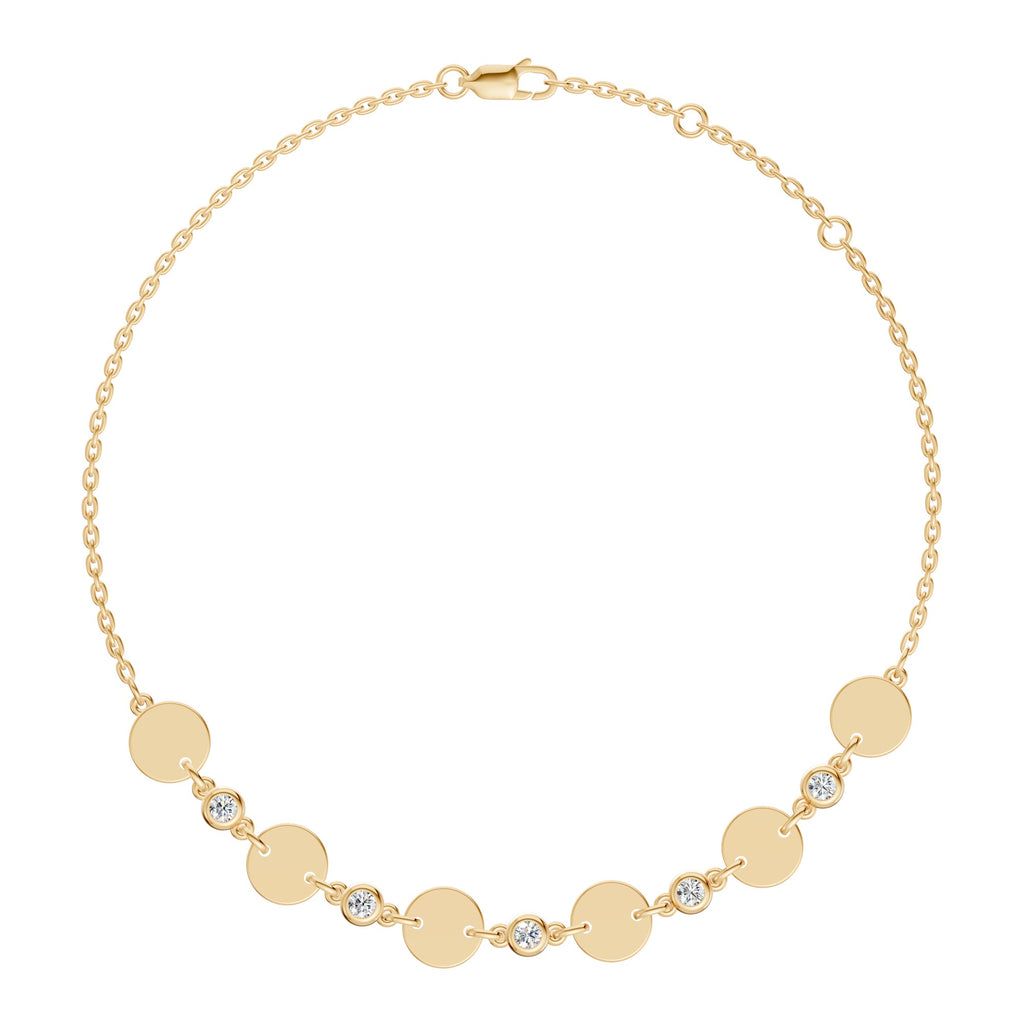 Gold Disc And Diamond Station Bracelet