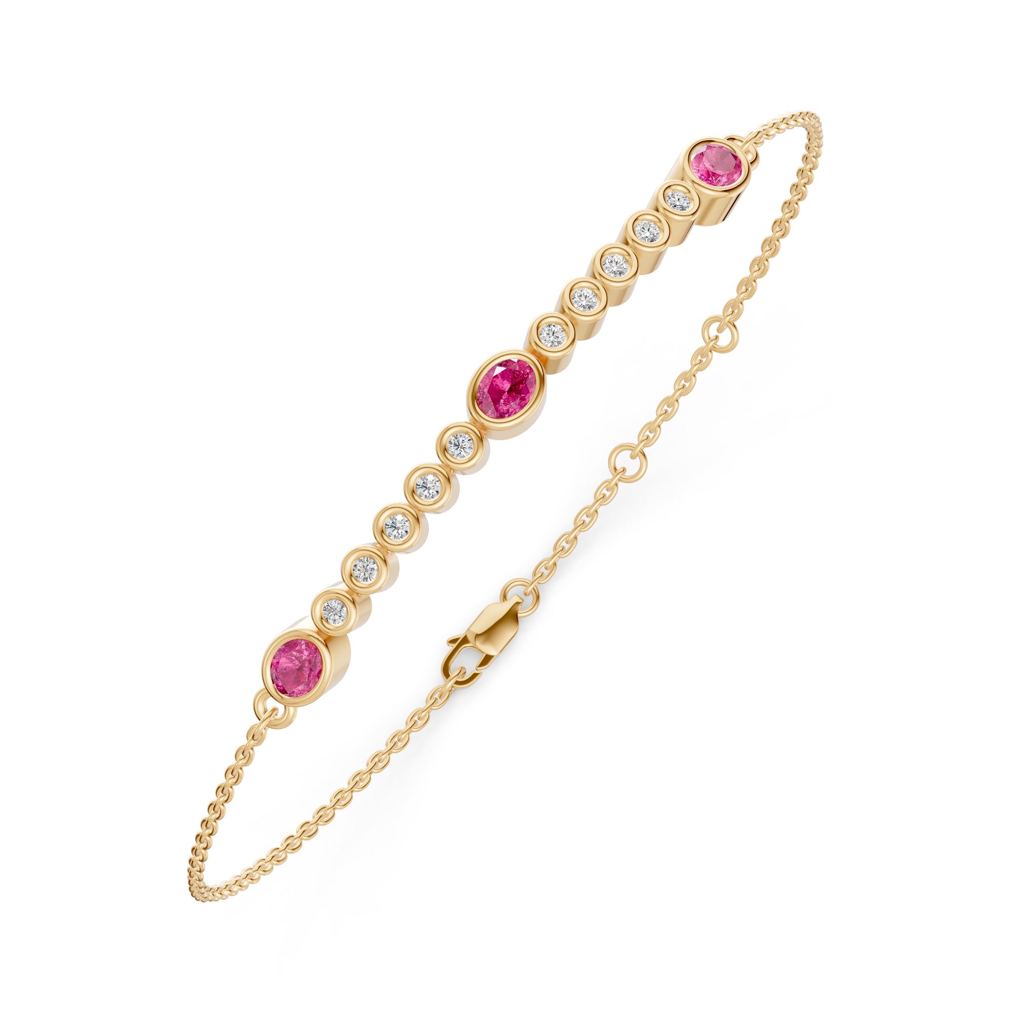 Petal Line Half Tennis Diamond Bracelet