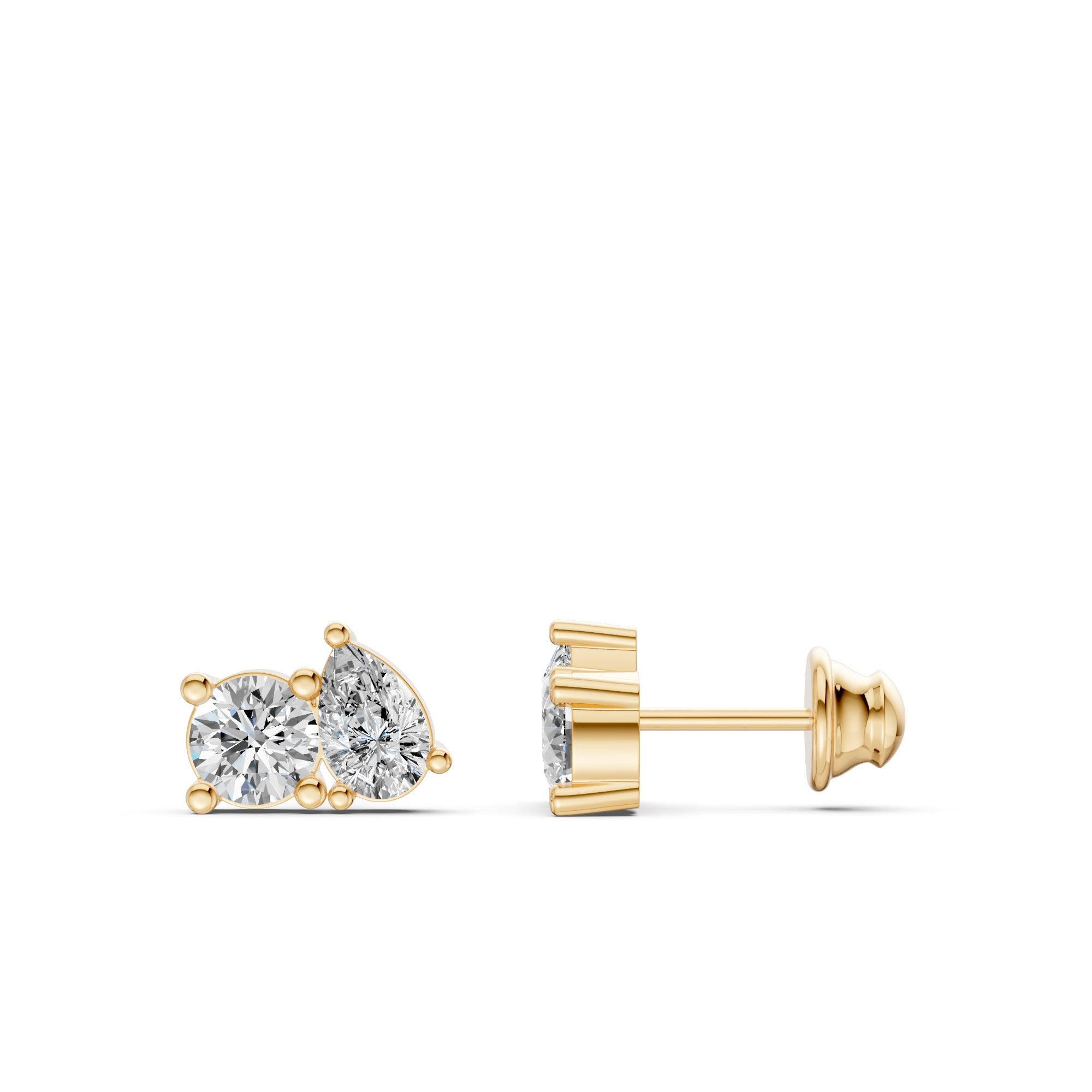 Pear And Round Toi-Et-Moi Diamond Earrings
