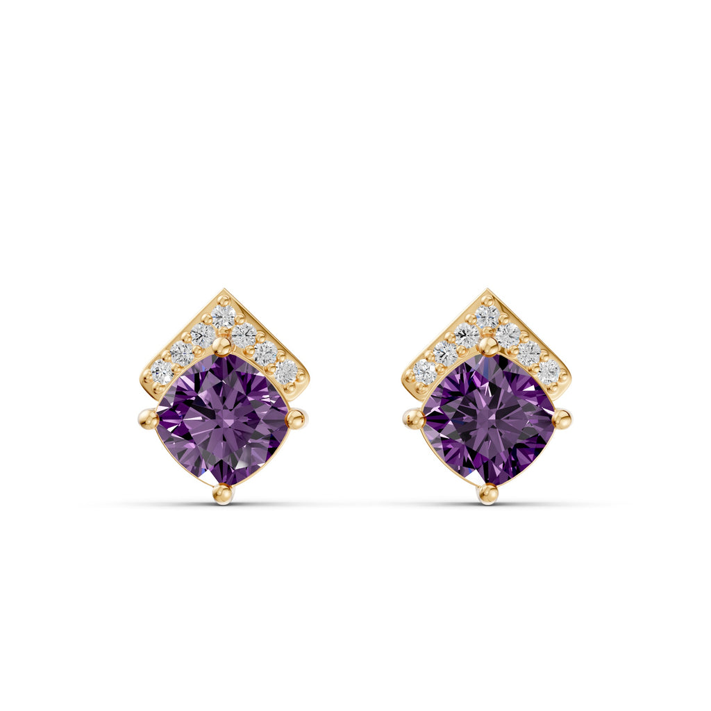 Violet Prism Gemstone Diamond Studs