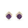 Violet Prism Gemstone Diamond Studs
