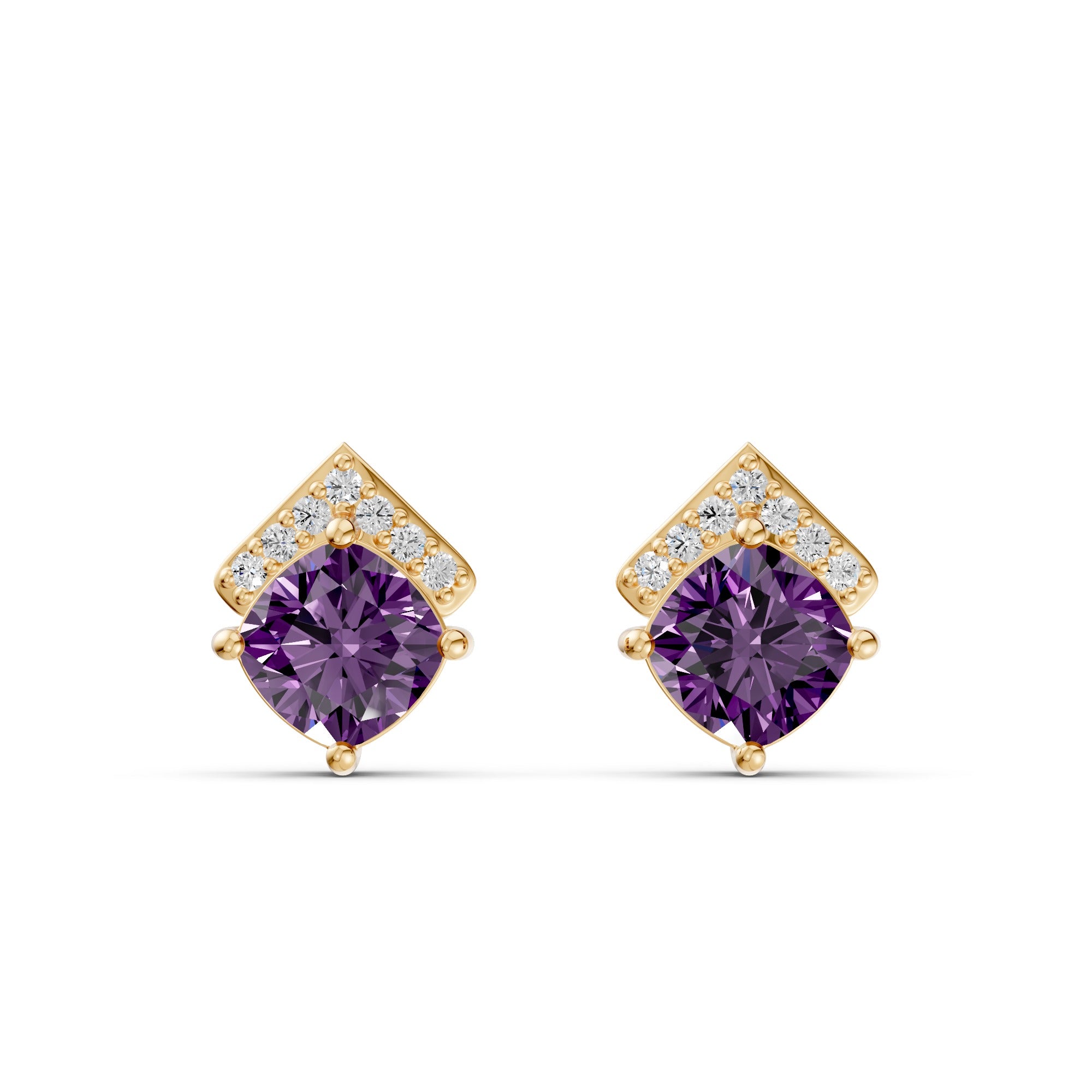 Violet Prism Gemstone Diamond Studs
