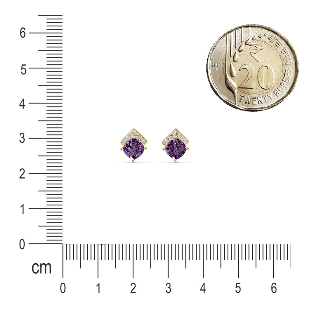 Violet Prism Gemstone Diamond Studs