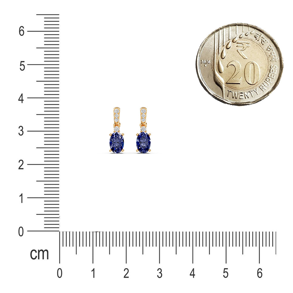 Blue Gemstone Diamond Drop Earring