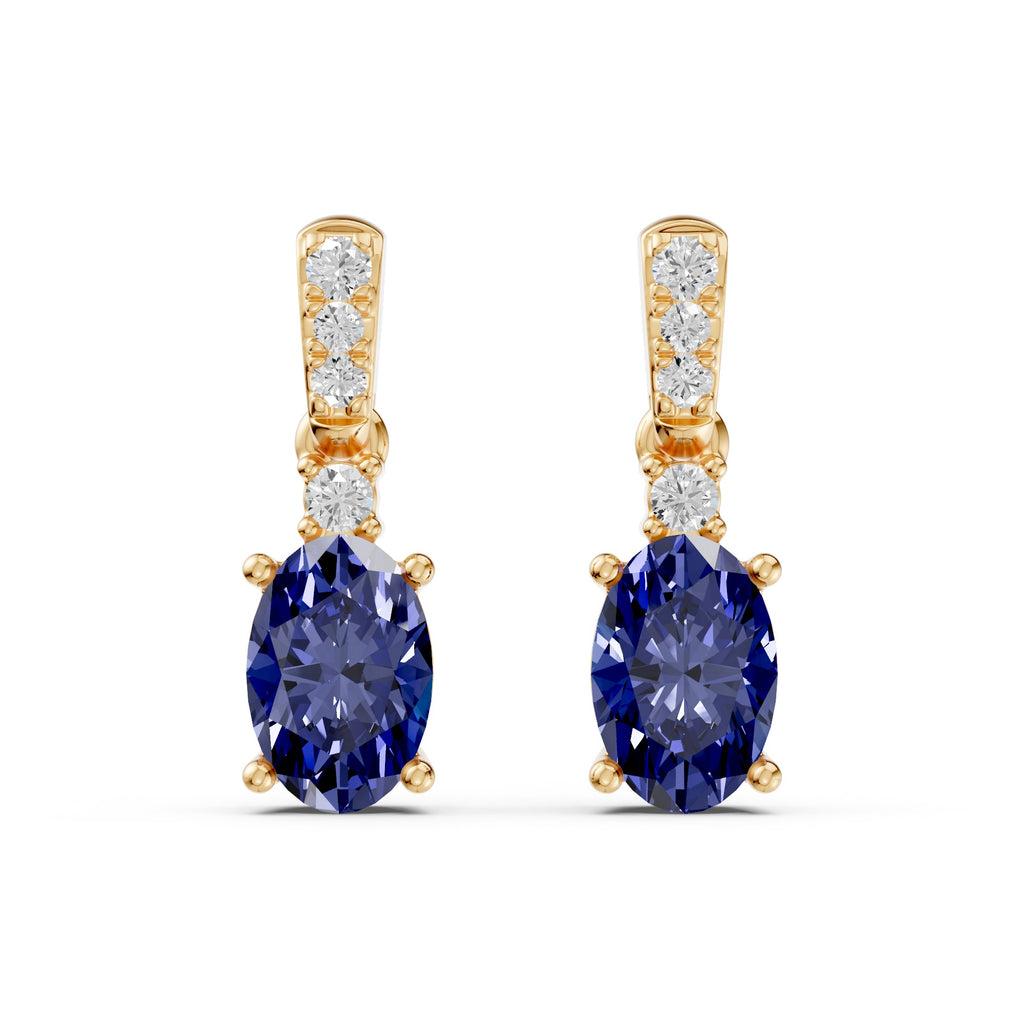 Blue Gemstone Diamond Drop Earring