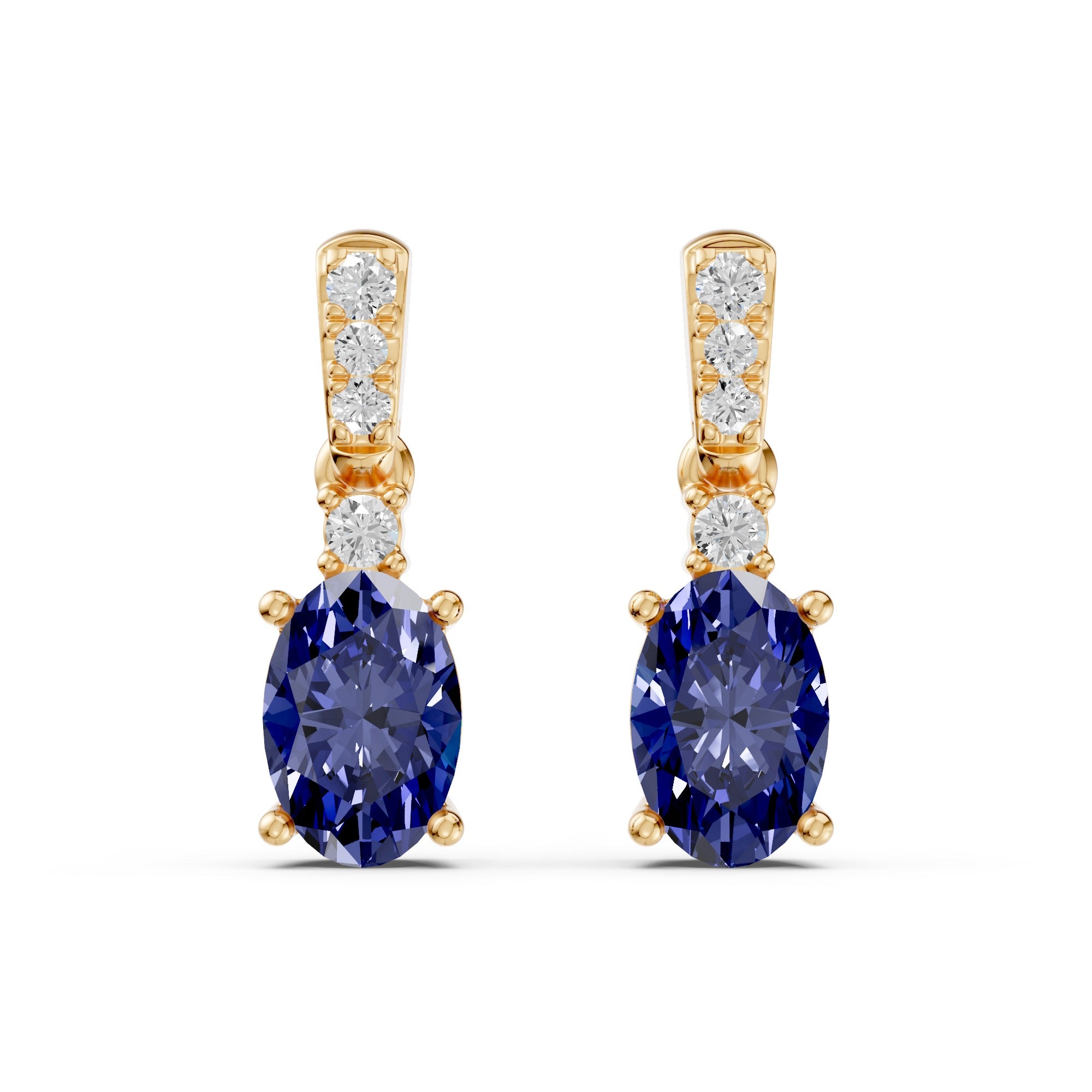 Blue Gemstone Diamond Drop Earring