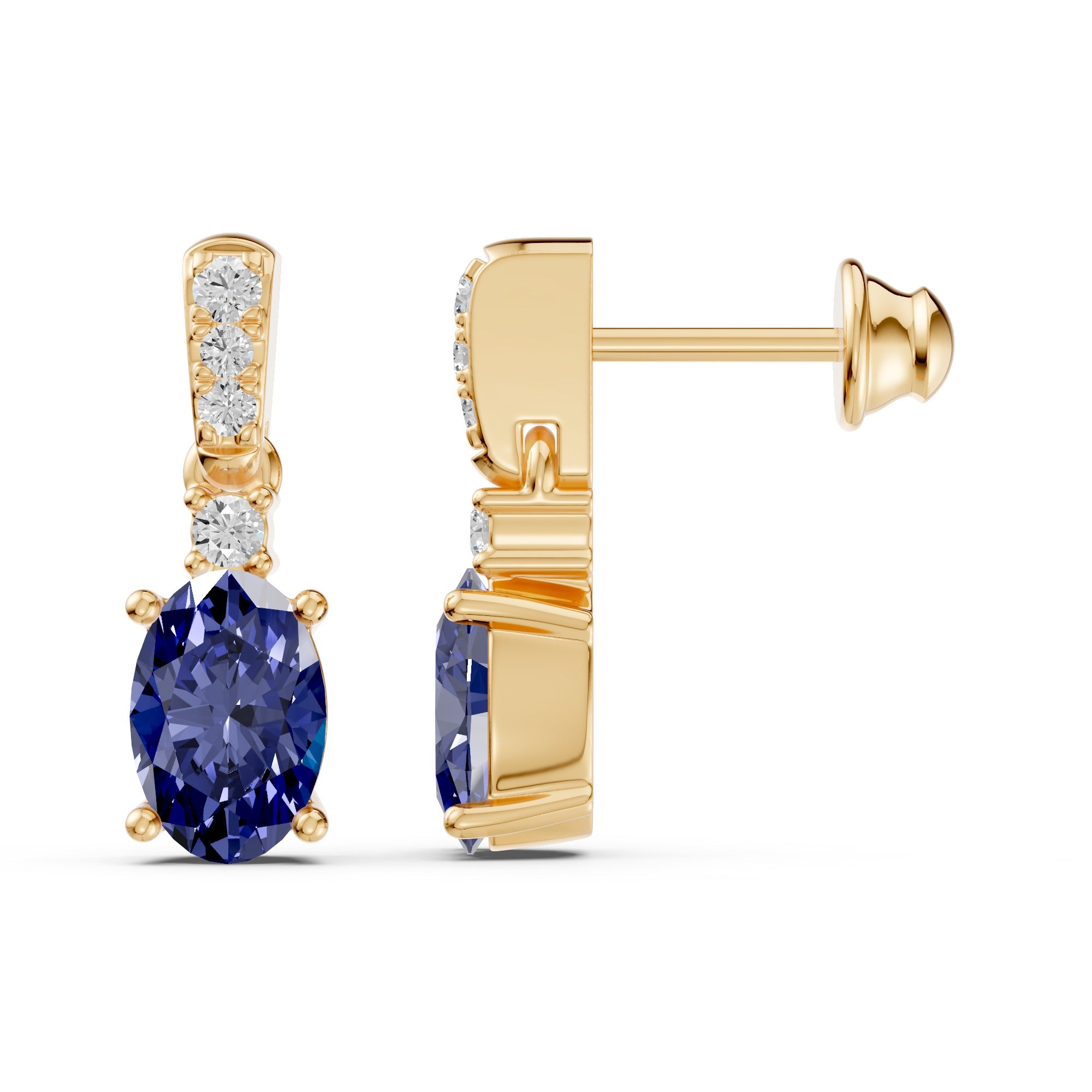 Blue Gemstone Diamond Drop Earring