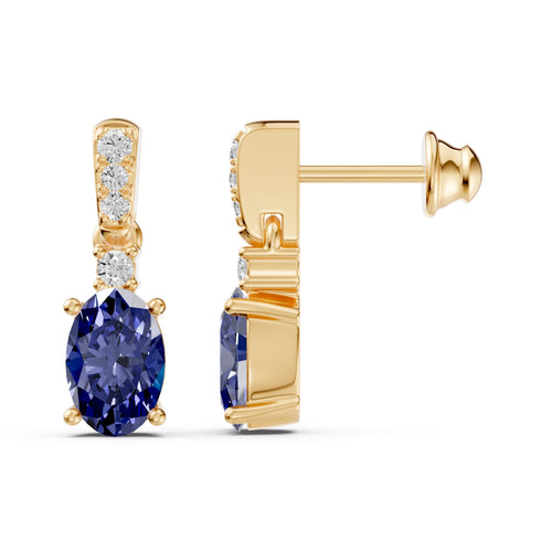 Blue Gemstone Diamond Drop Earring