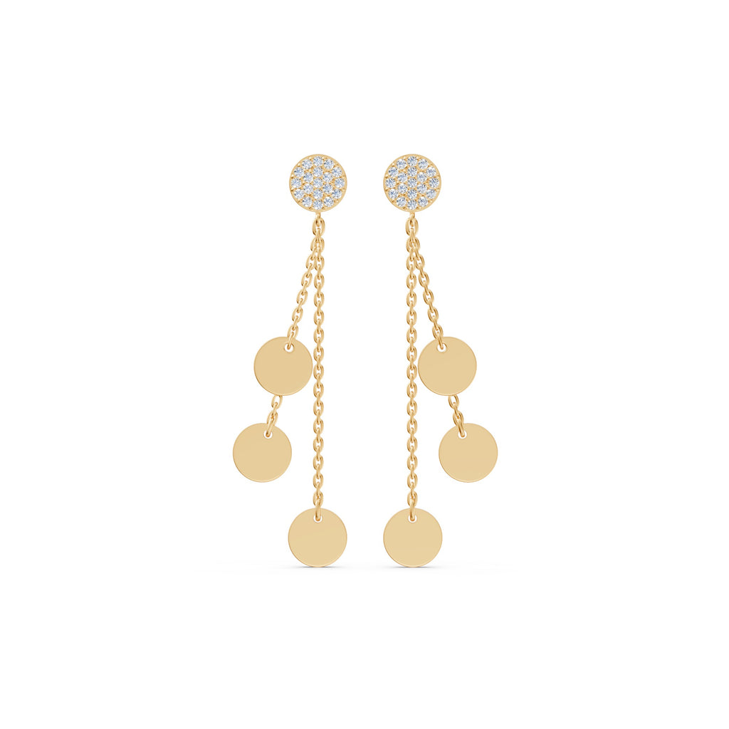 Triple Disc Drop Diamond Earrings
