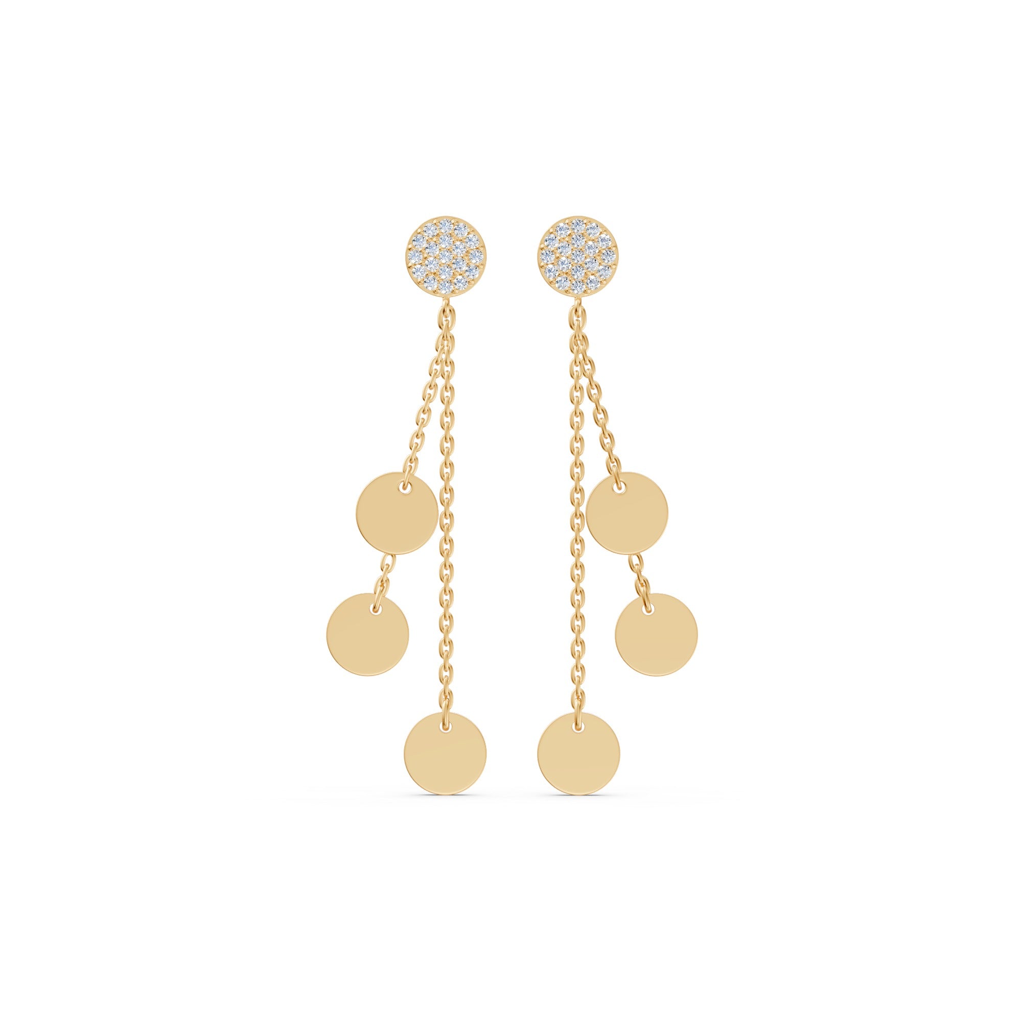Triple Disc Drop Diamond Earrings