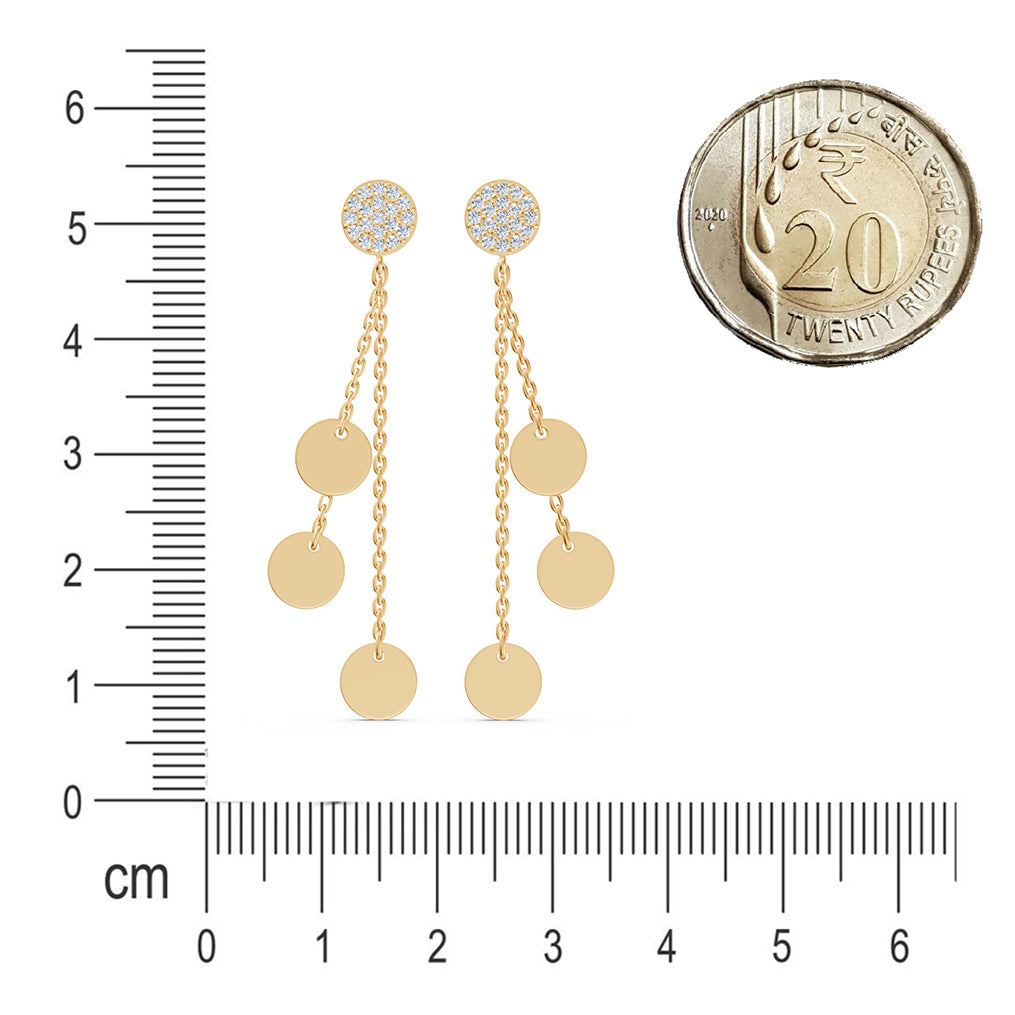 Triple Disc Drop Diamond Earrings