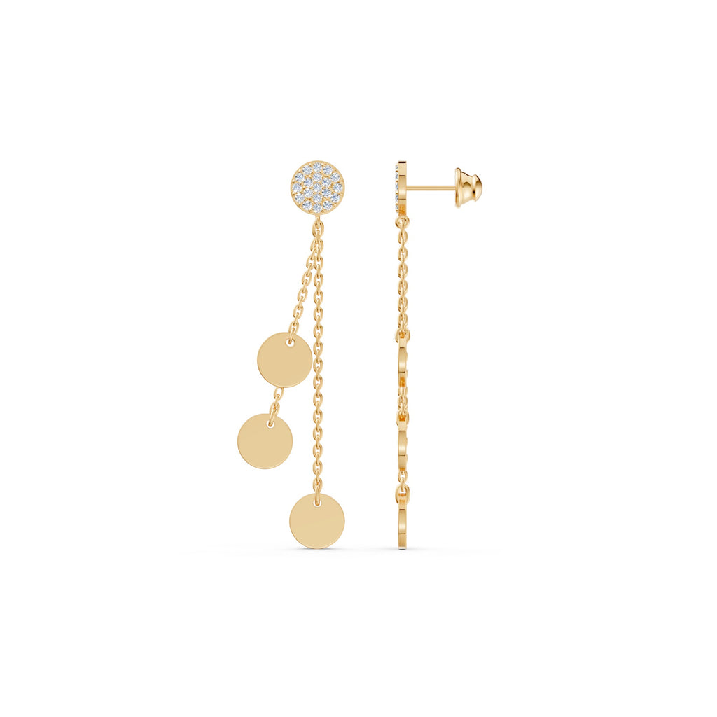 Triple Disc Drop Diamond Earrings