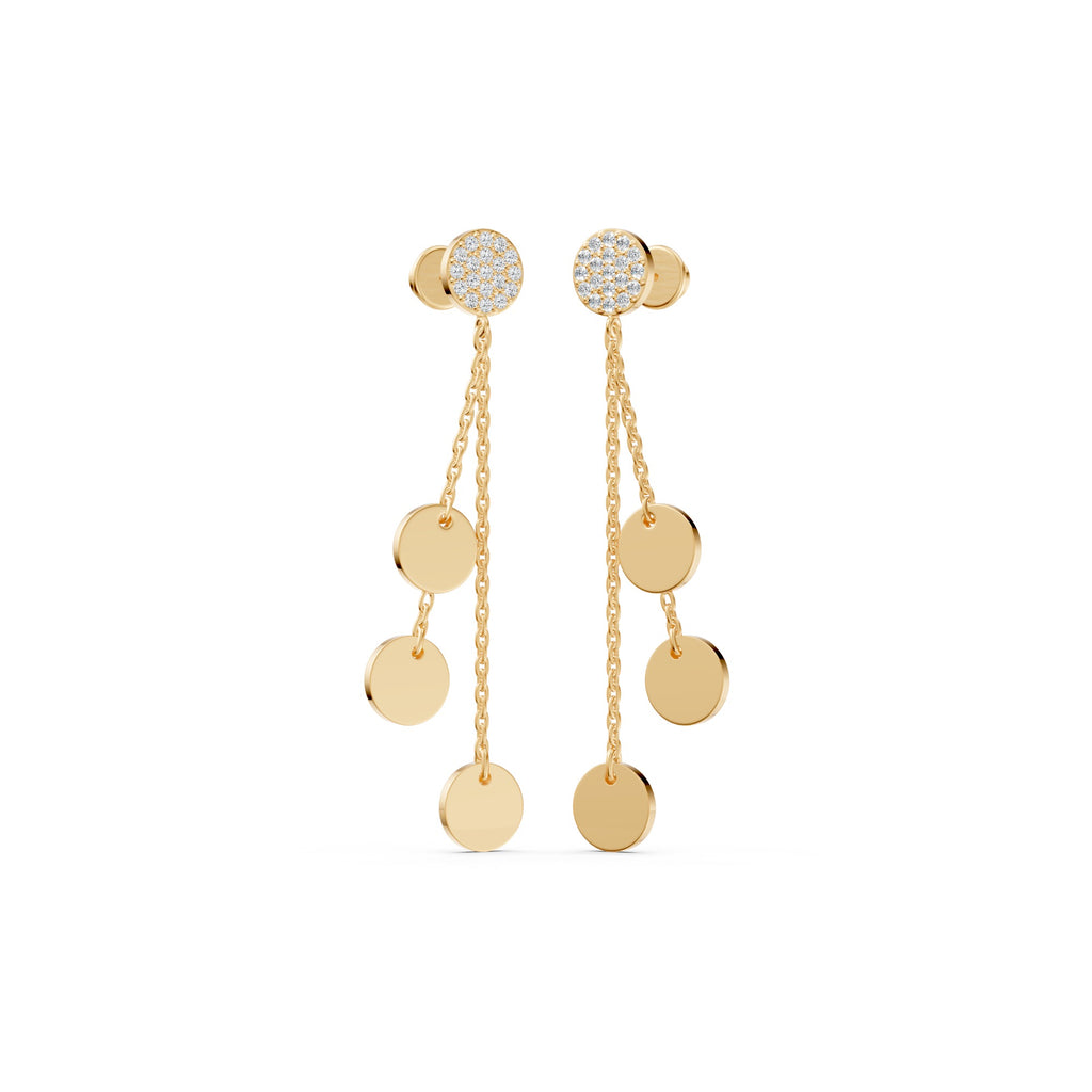 Triple Disc Drop Diamond Earrings