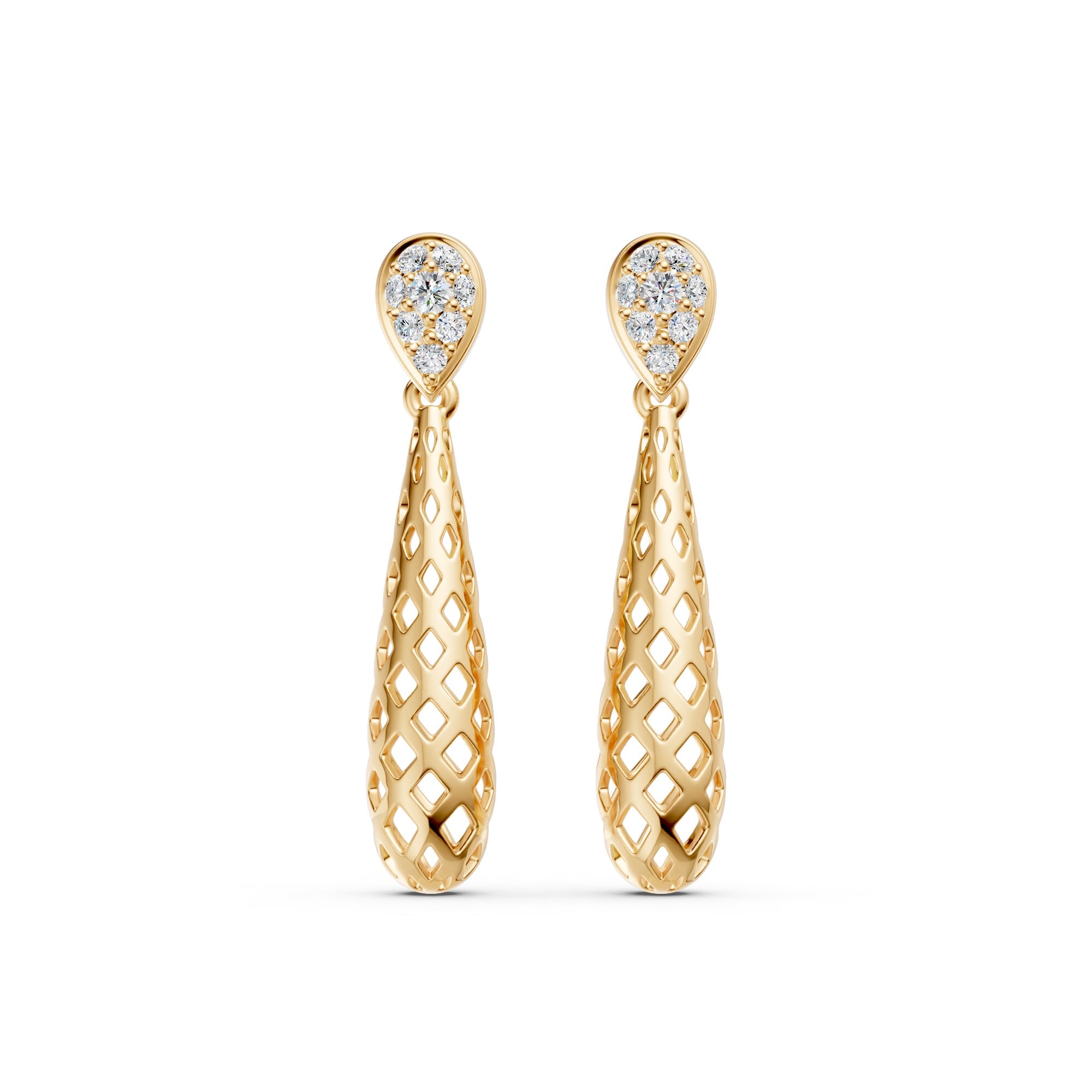 Spiral Pear Diamond Earrings