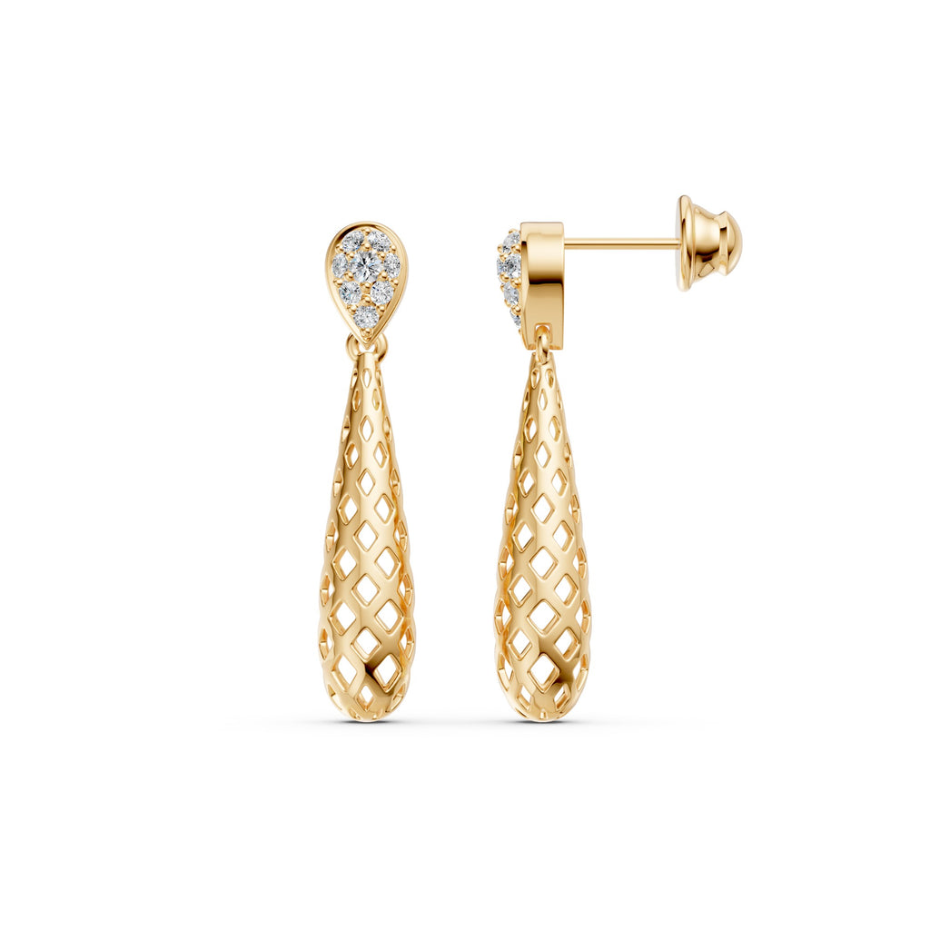 Spiral Pear Diamond Earrings