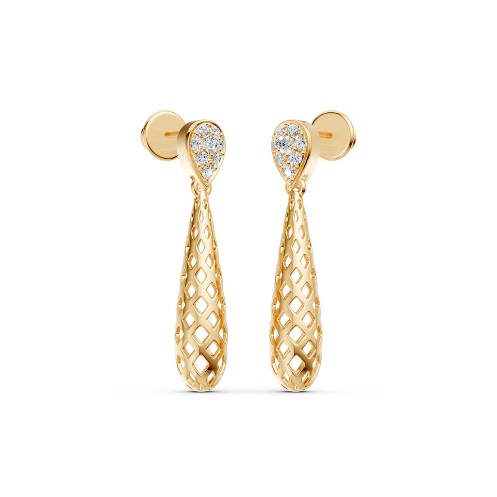 Spiral Pear Diamond Earrings