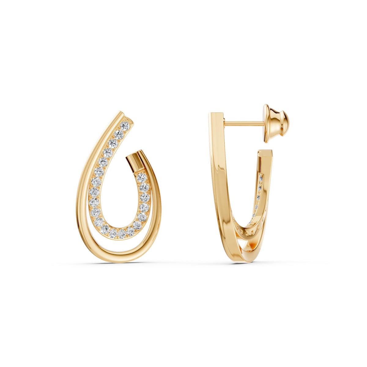 Twin Row Diamond Hoops