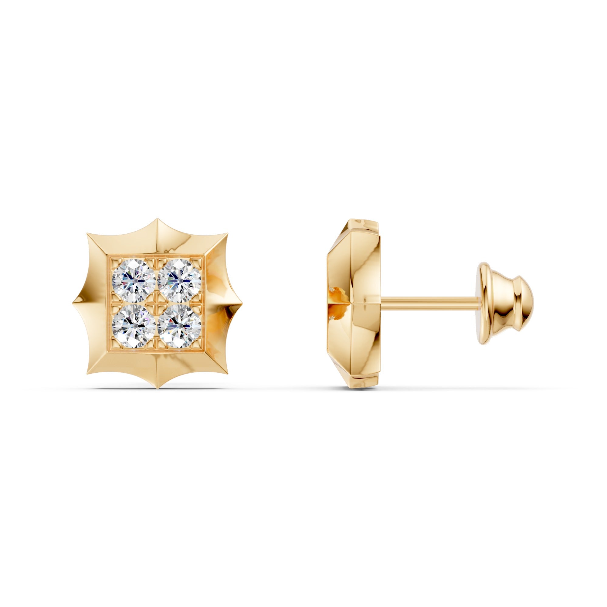 Princess Cluster Diamond Studs