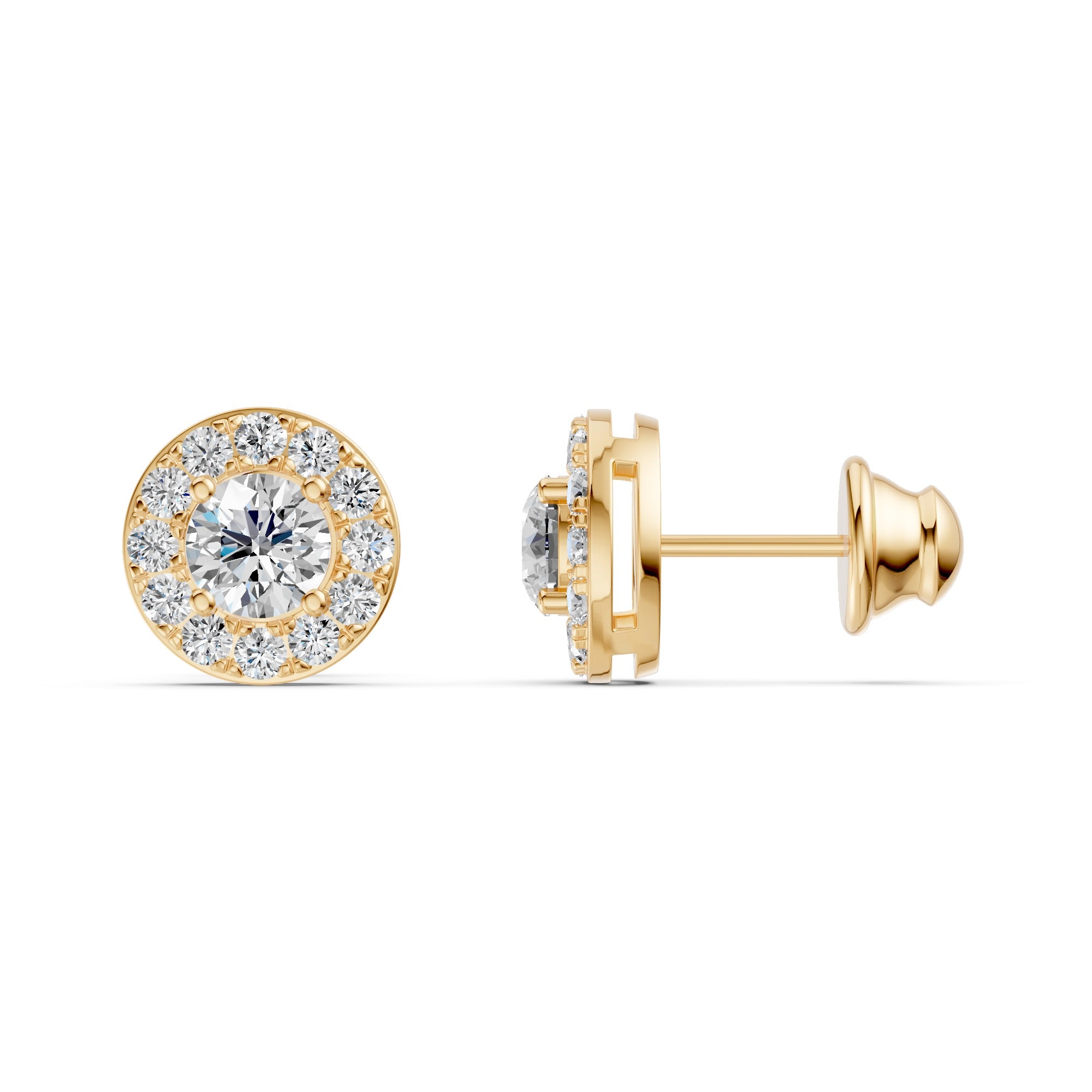 Celeste Halo Solitaire Diamond Studs