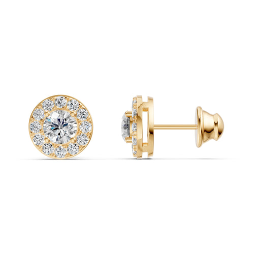 Celeste Halo Solitaire Diamond Studs