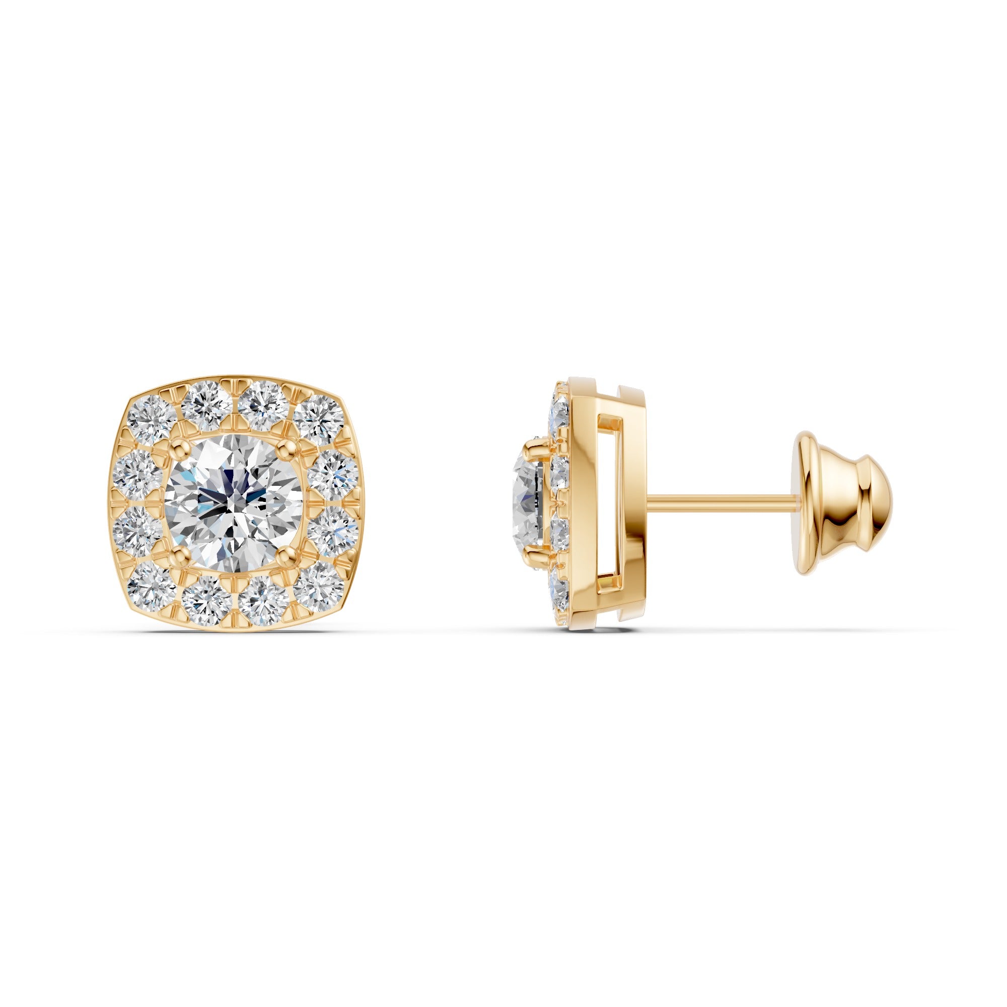 Luminous Halo Solitaire Diamond Studs