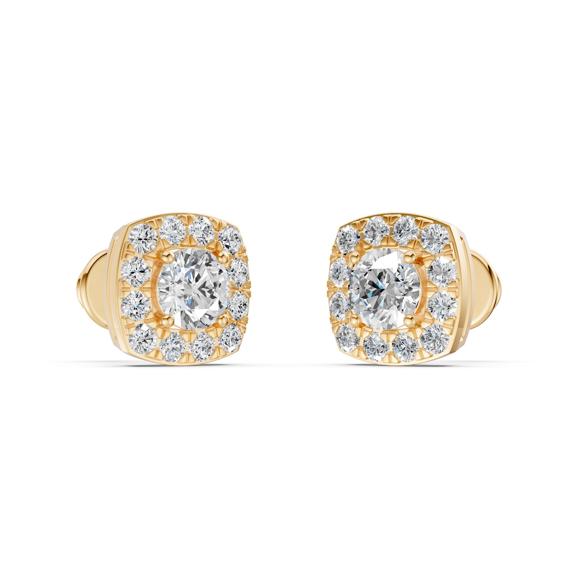 Luminous Halo Solitaire Diamond Studs