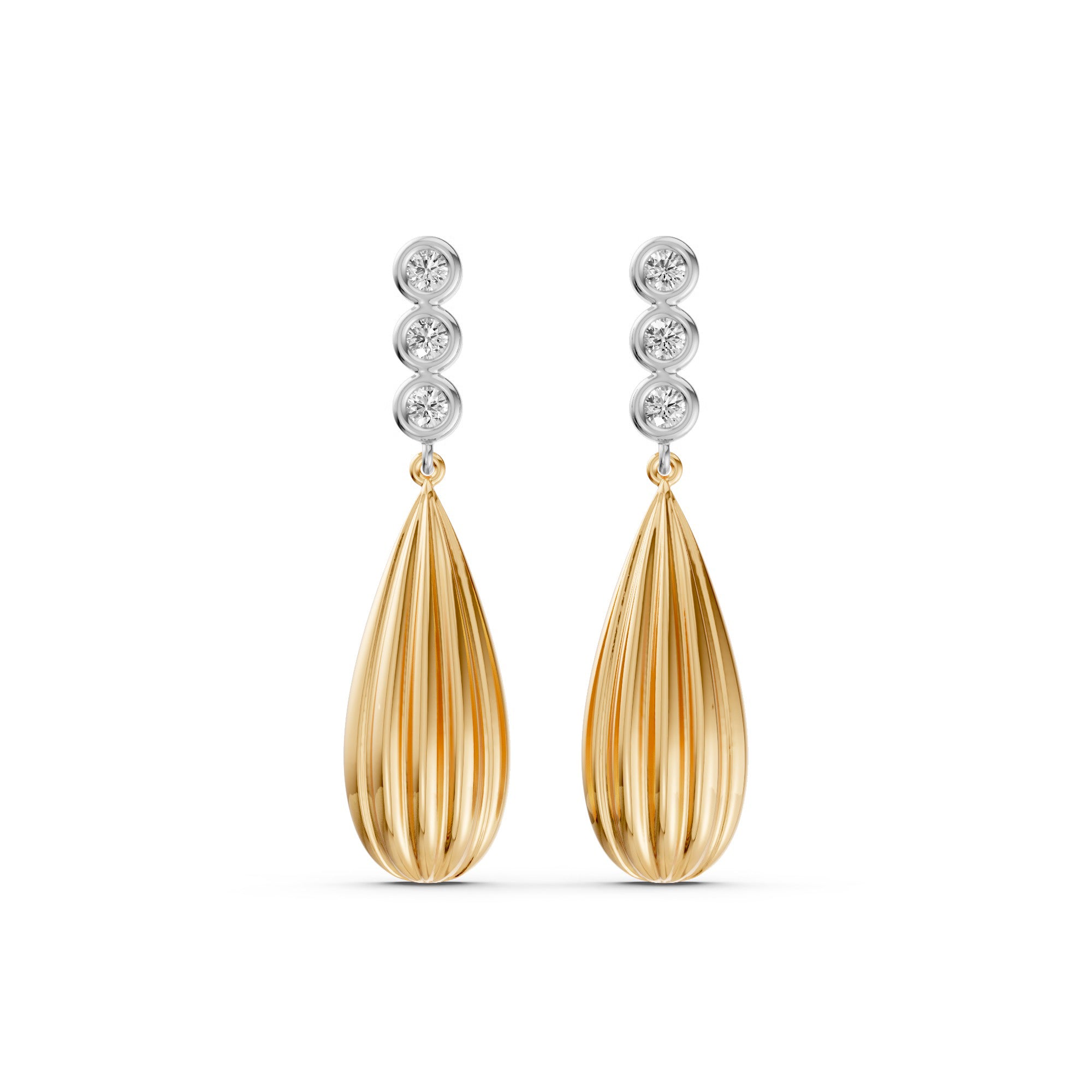 Two-Tone Diamond Drop Earrings