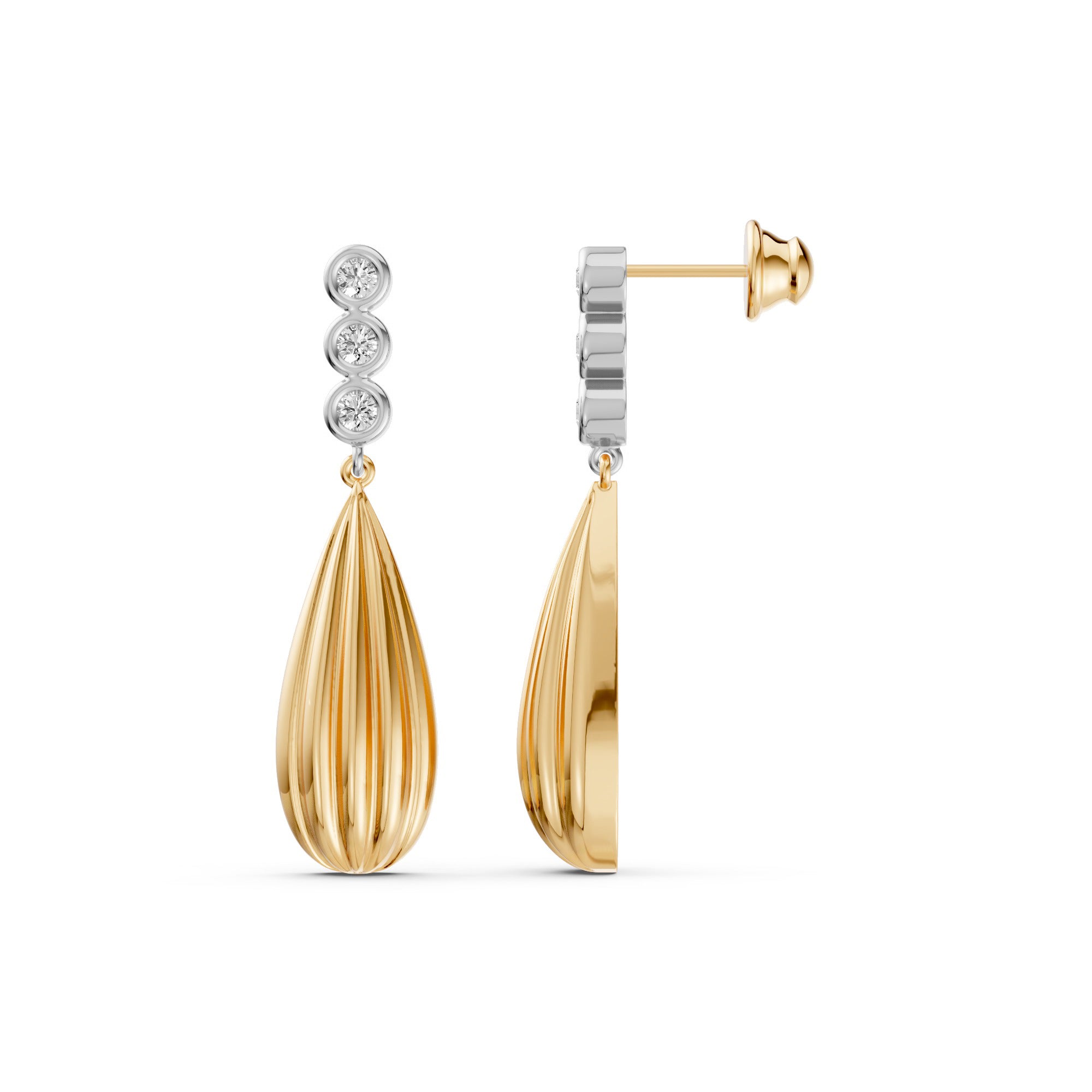 Two-Tone Diamond Drop Earrings