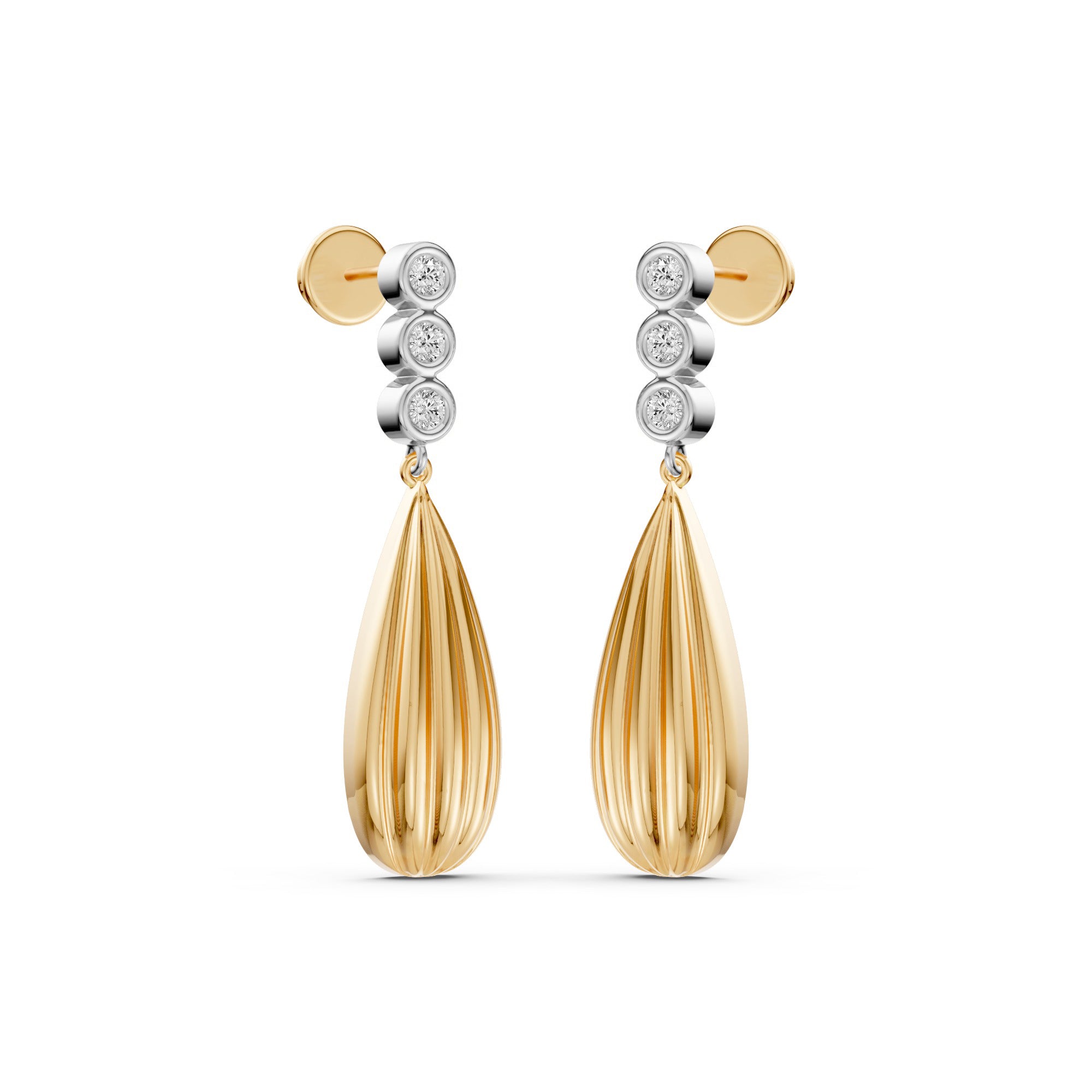 Two-Tone Diamond Drop Earrings